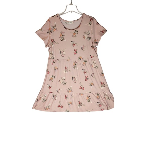 Women's Short Sleeve‎ A-Line Dress - Pink Rose, Super Soft, Pink Color, 0X - Picture 1 of 5